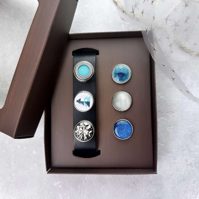 ZESTAW 83 bransoletka czarna i 6 klików