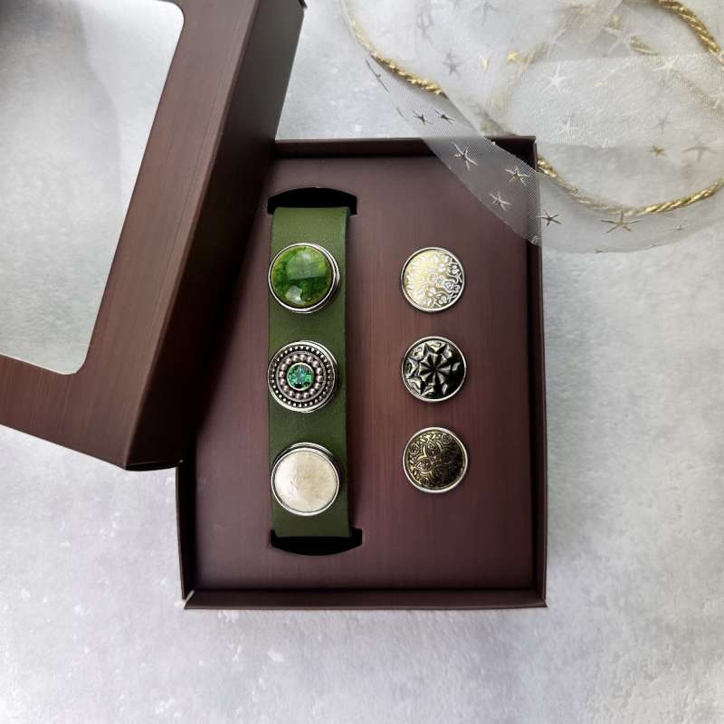 ZESTAW 86 bransoletka khaki i 6 klików